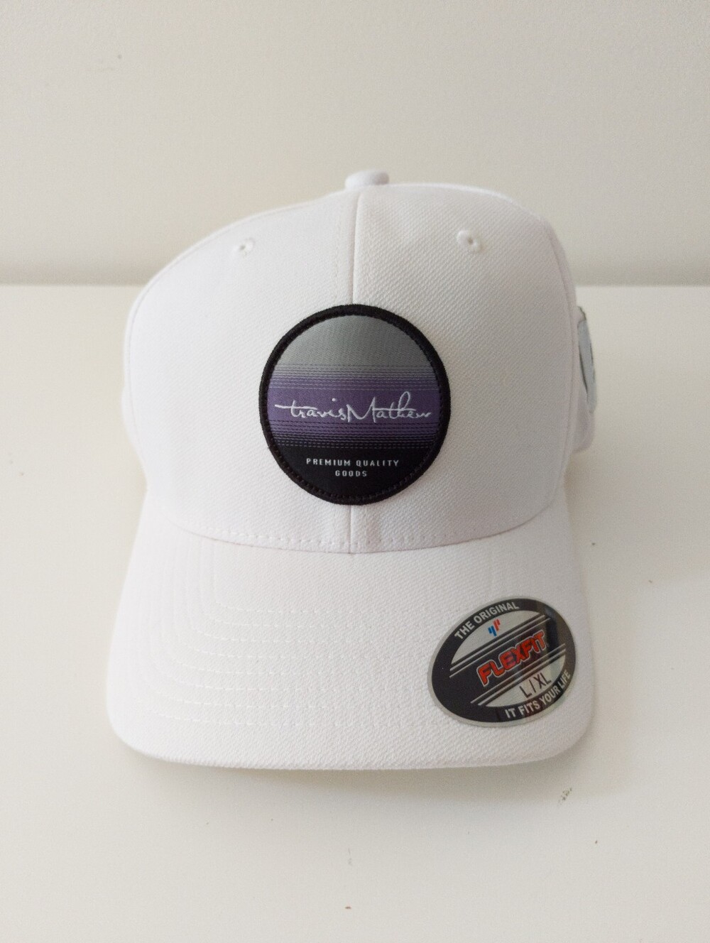 Travis Mathew To The Tropics Golf Hat White Flexfit L/XL Patch Cap